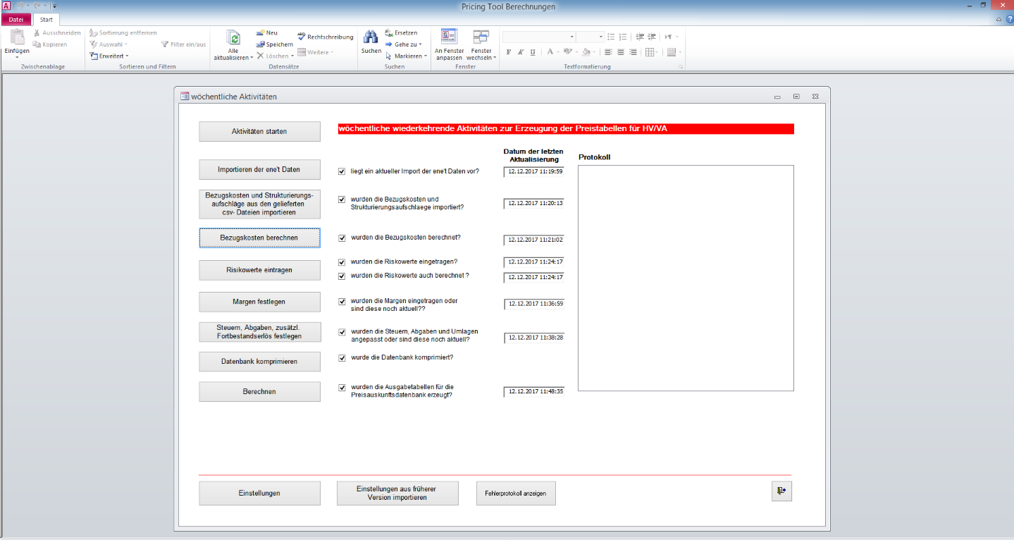 Anwendung Preisberechnungsdatenbank